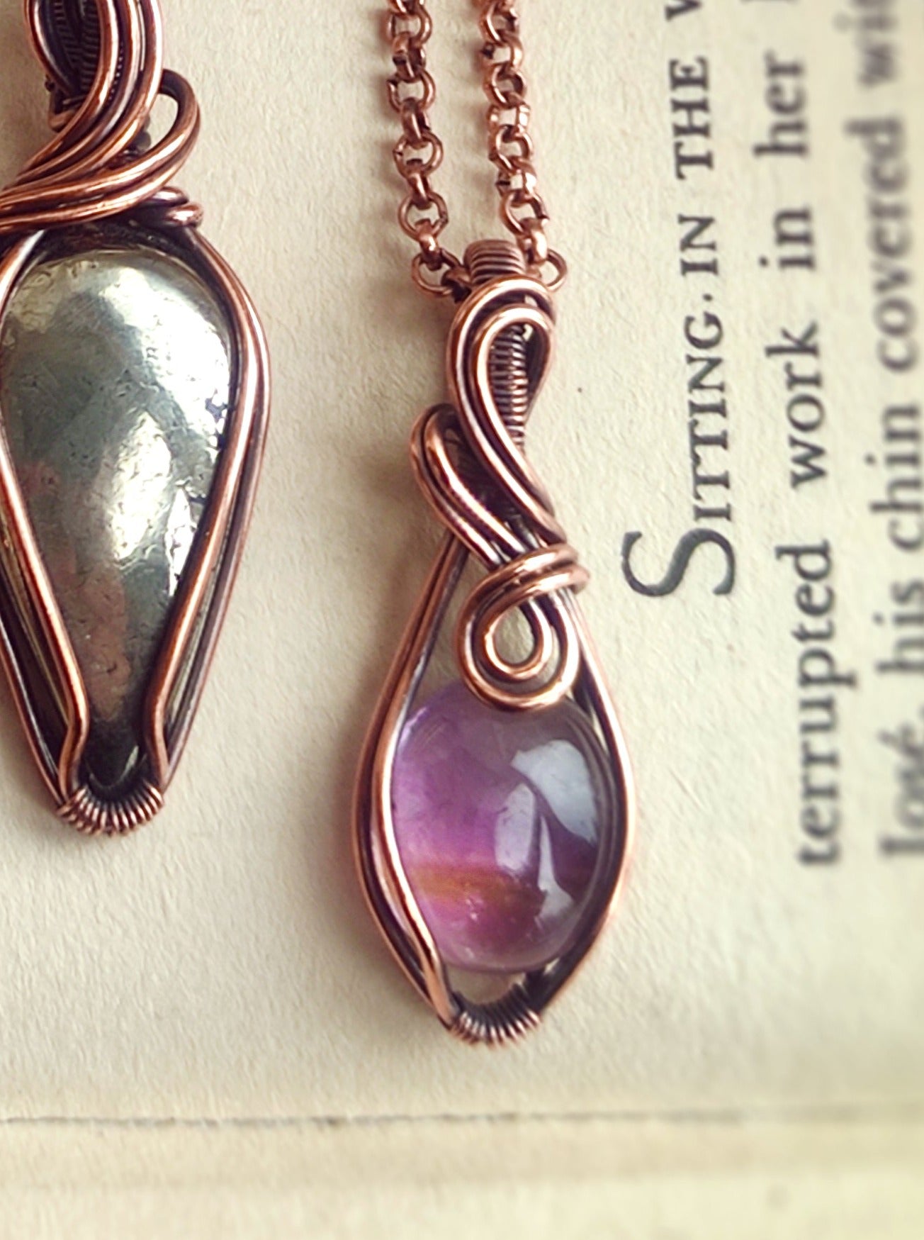 Mini Lavender Amethyst Pendant Necklace in Copper
