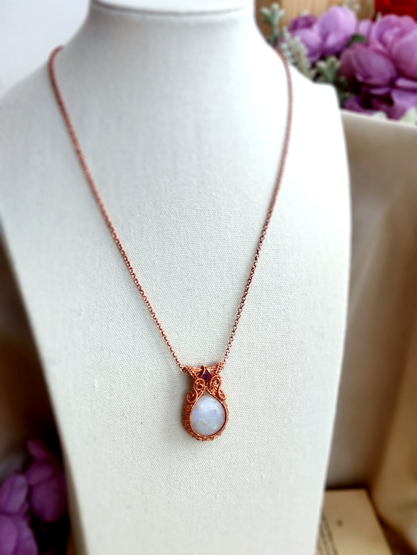 Luna Princess Moonstone Pendant in Copper