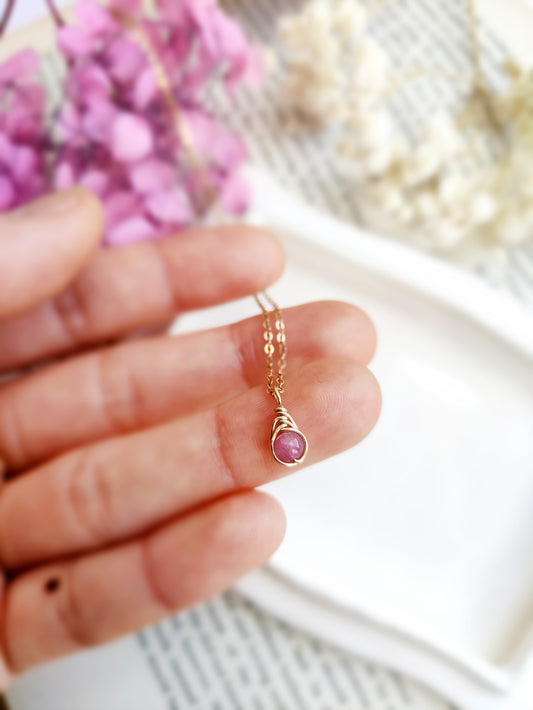 Dainty Pink Tourmaline Necklace