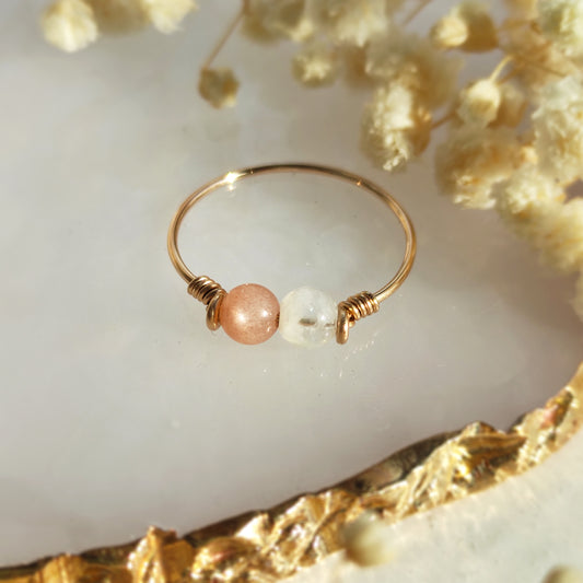 Moonstone & Sunstone Ring