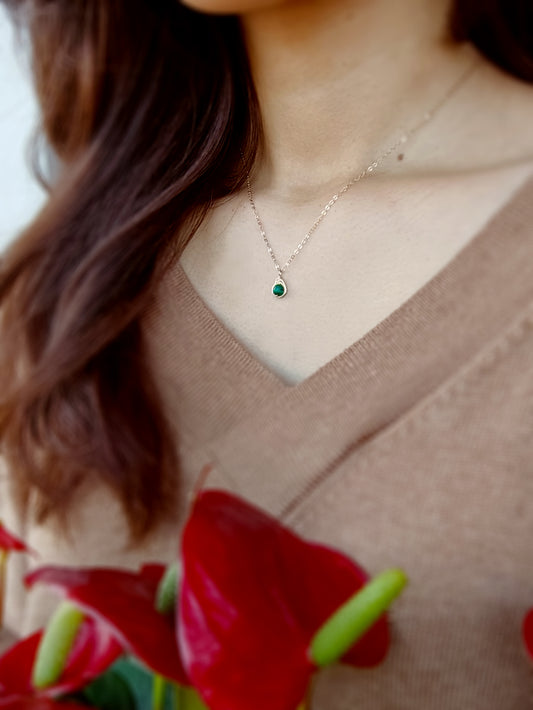 Dainty Malachite Necklace 14K Gold Filled