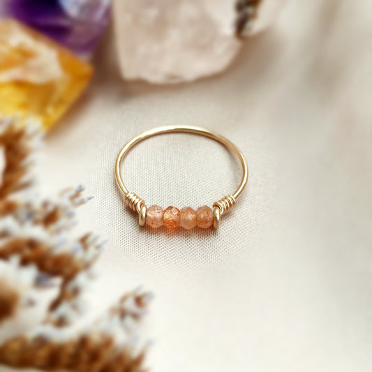 Dainty Raw Sunstone Ring