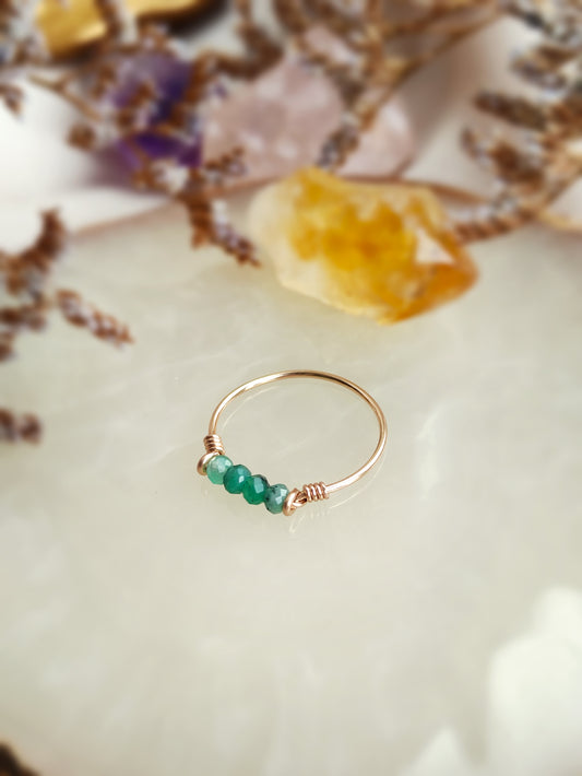 Dainty Raw Emerald Ring