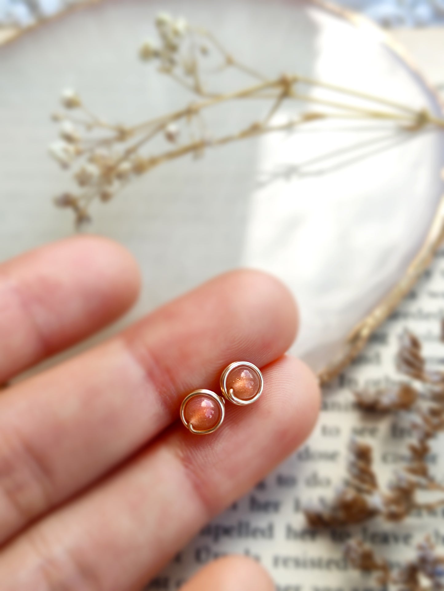 Sunstone Stud Earrings