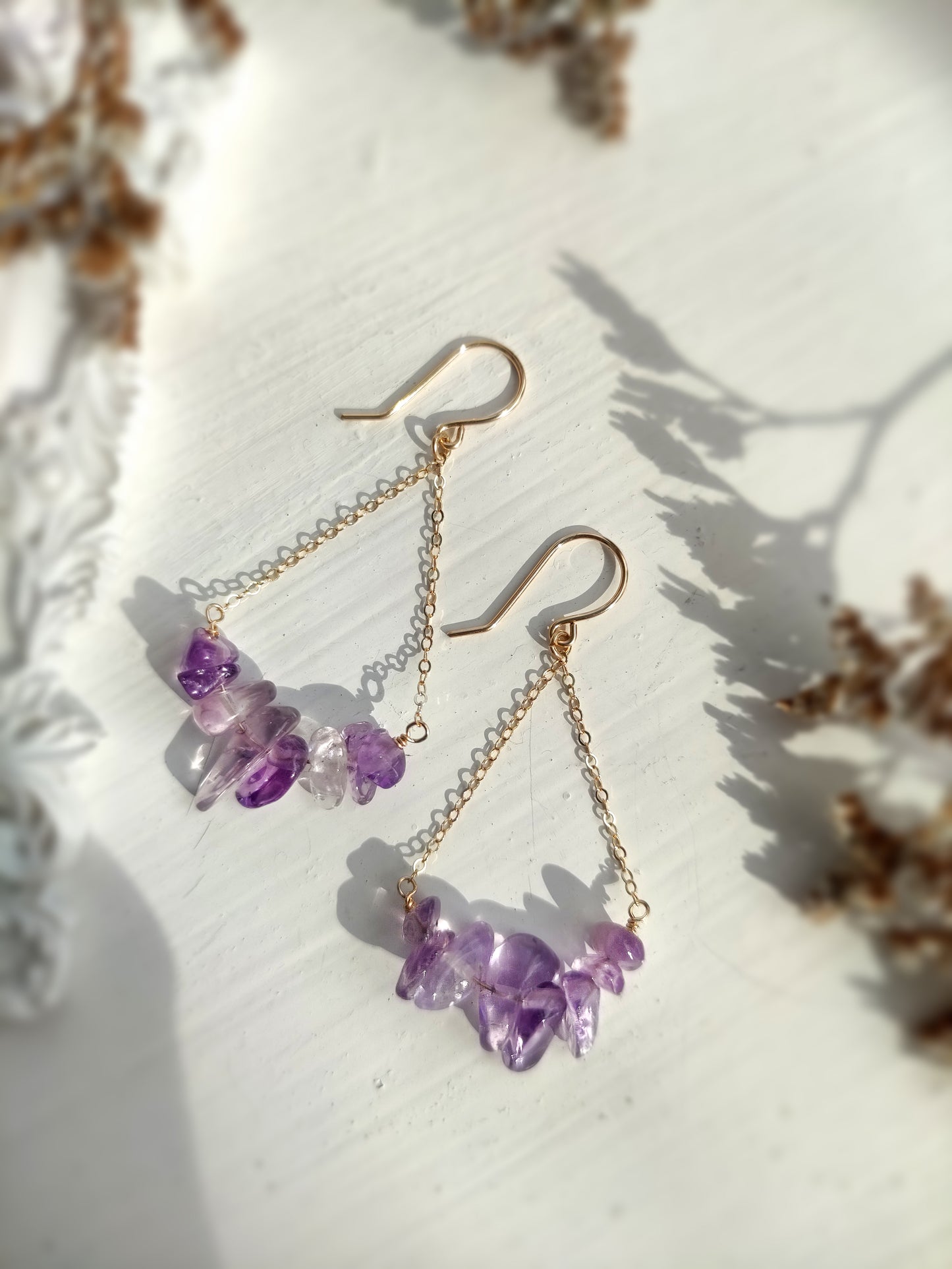 Ametrine Dangle Earrings 14K Gold Filled
