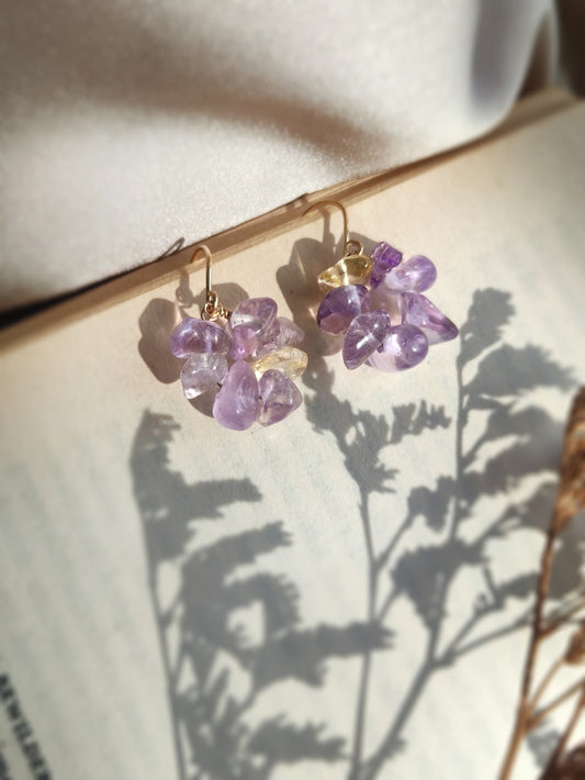 Crystal Cluster Earrings 14K Gold Filled