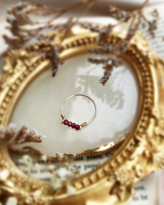 Dainty Raw Garnet Ring
