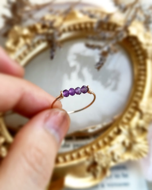 Dainty Raw Amethyst Ring