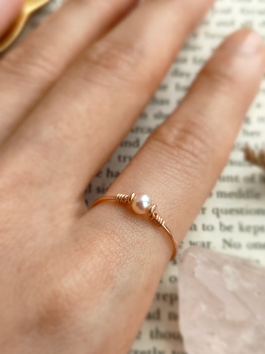 Tiny Pink Pearl Ring