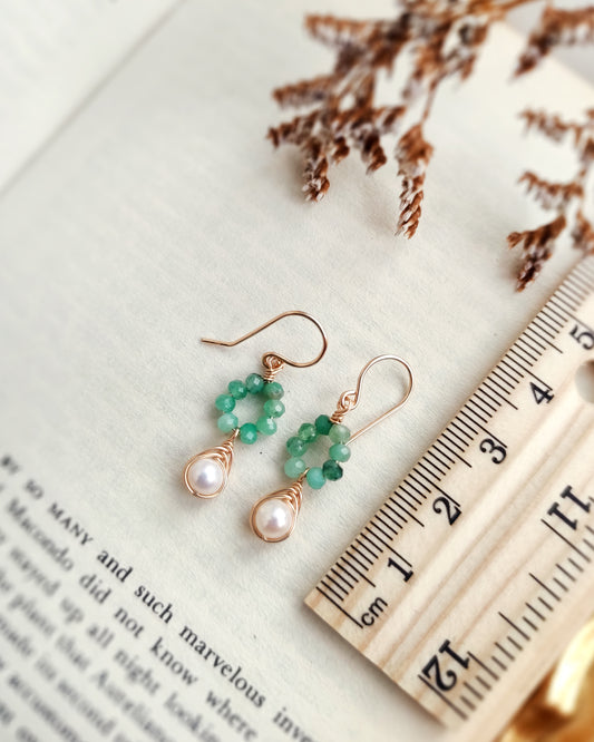 CIARA Emerald and Pearl Dangle Earrings