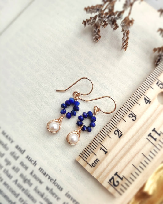CIARA Lapis Lazuli and Pearl Dangle Earrings