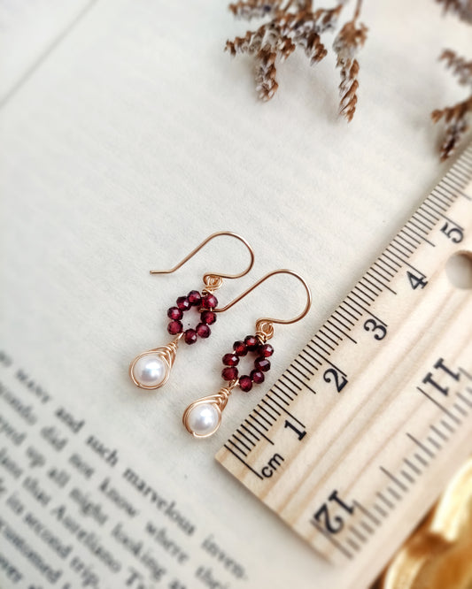 CIARA Garnet and Pearl Dangle Earrings