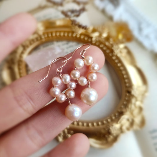 BONBON Pink Pearl Drop Earrings in 14K Rose Gold Filled