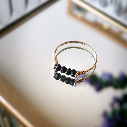 Raw Black Tourmaline Bar Ring