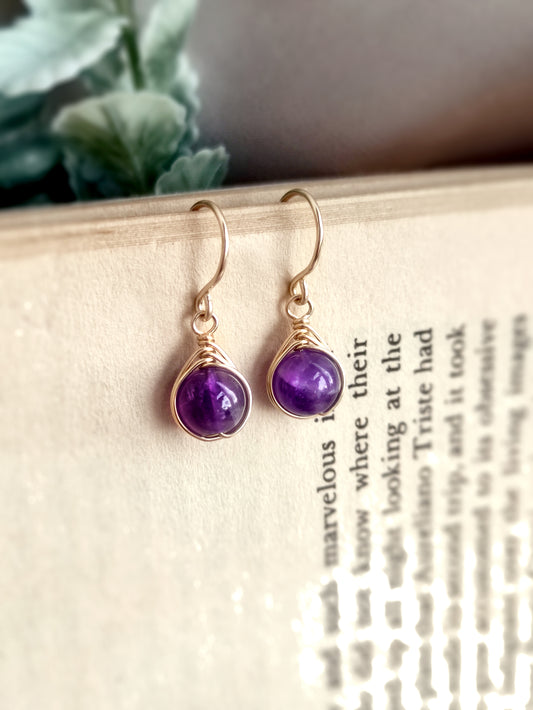 Amethyst Dangle Earrings (6mm)