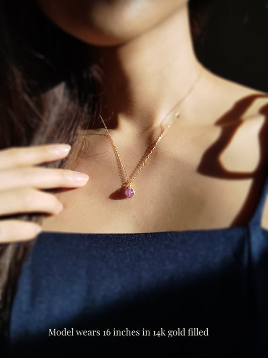 Amethyst Necklace with 6mm stone