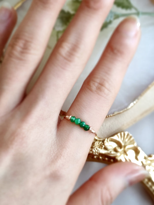 Dainty Raw Green Jade Ring