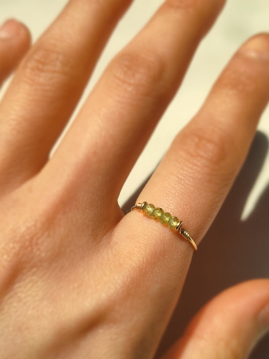 Dainty Raw Peridot Ring