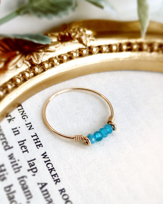 Dainty Raw Apatite Ring