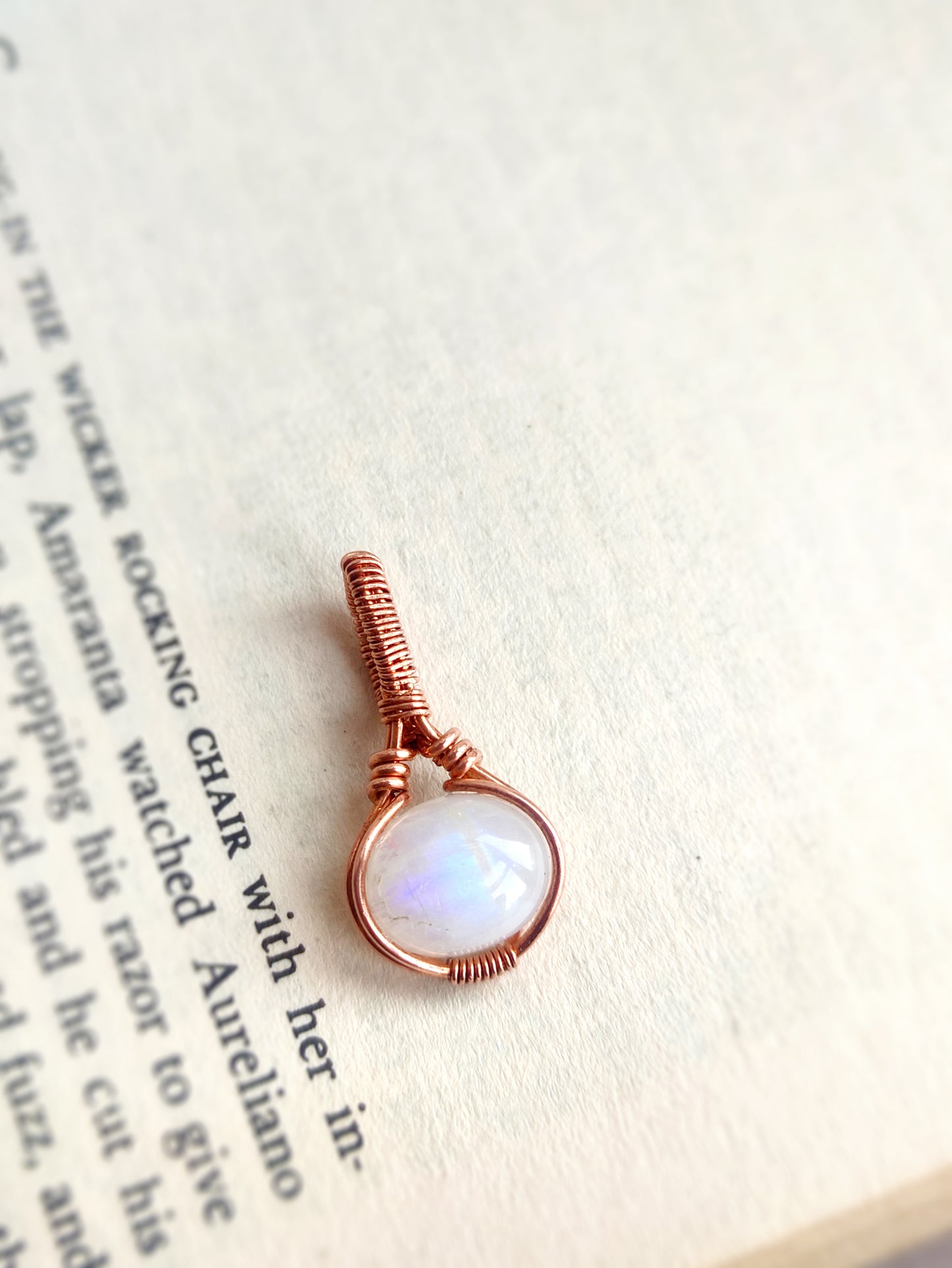 Dainty Moonstone Oval Pendant in Solid Copper