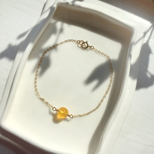 Single Amber Bracelet 14K Gold Filled