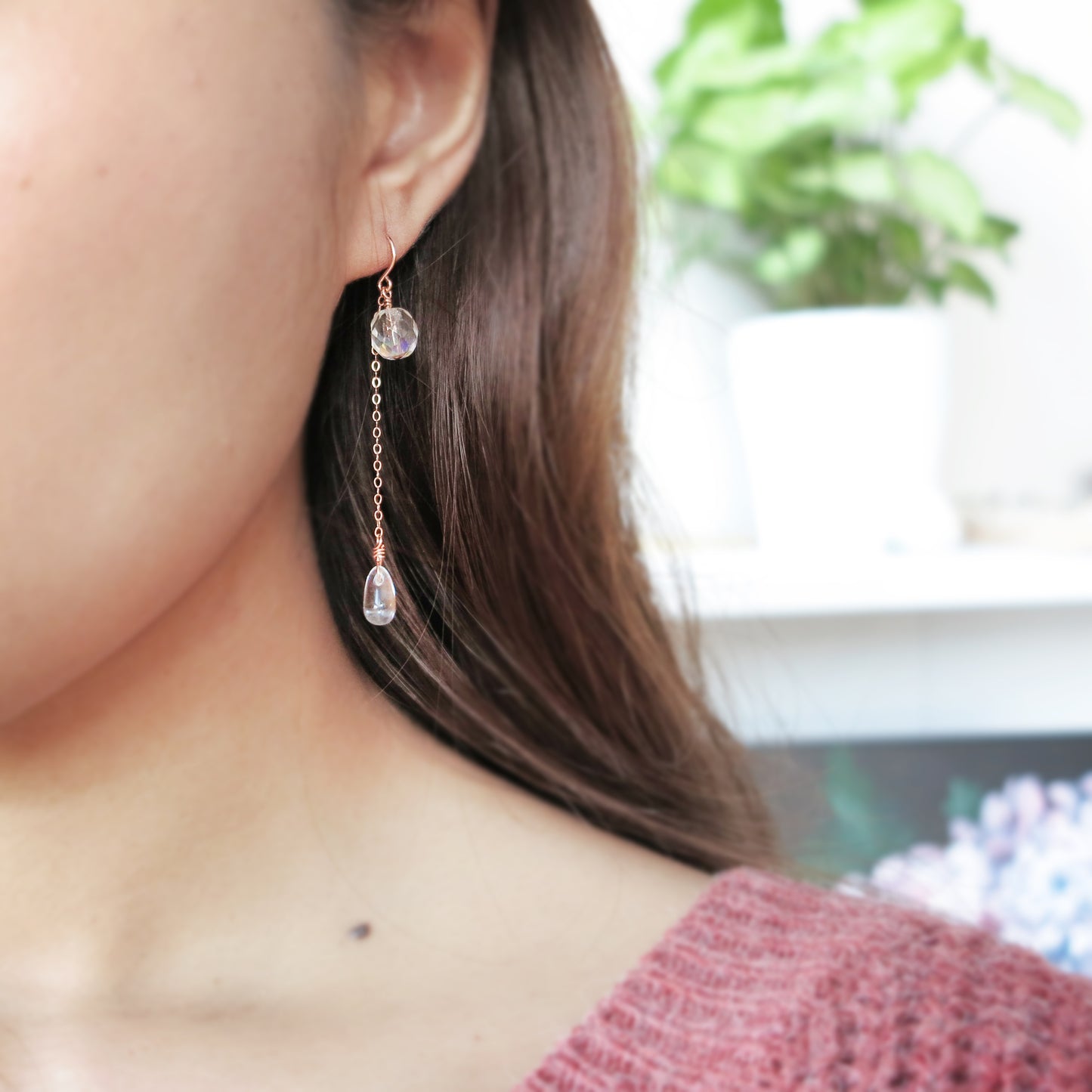 Handmade Czech Glass Long Earrings 14K Gold Filled