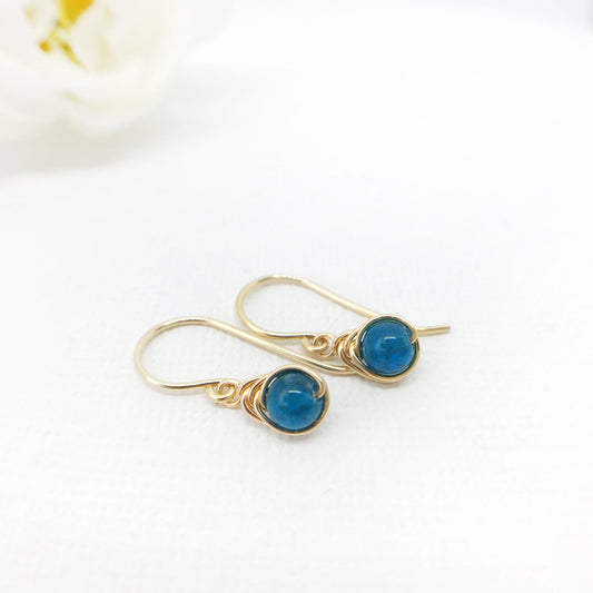 Blue Apatite Dangle Earrings, December Birthstone