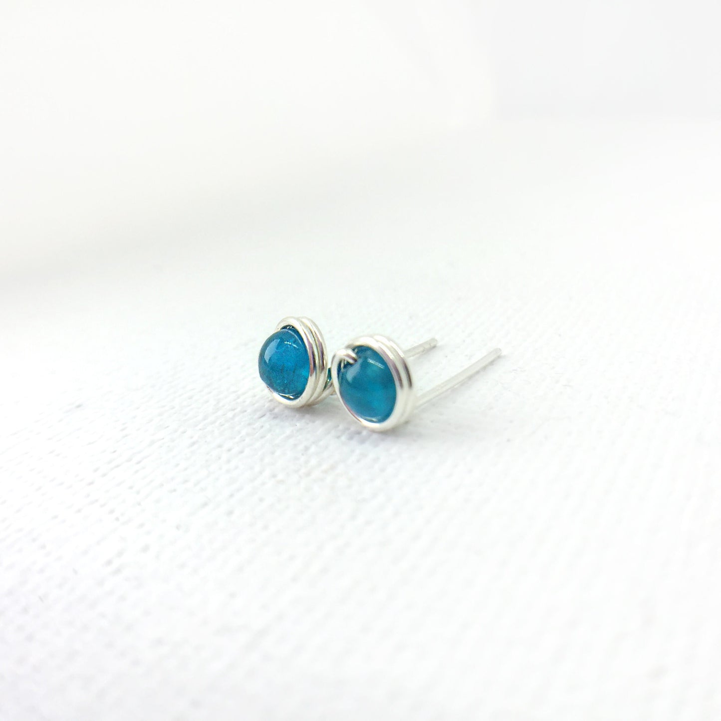Blue Apatite Stud Earrings