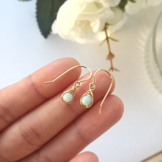 Tiny Amazonite Dangle Earrings