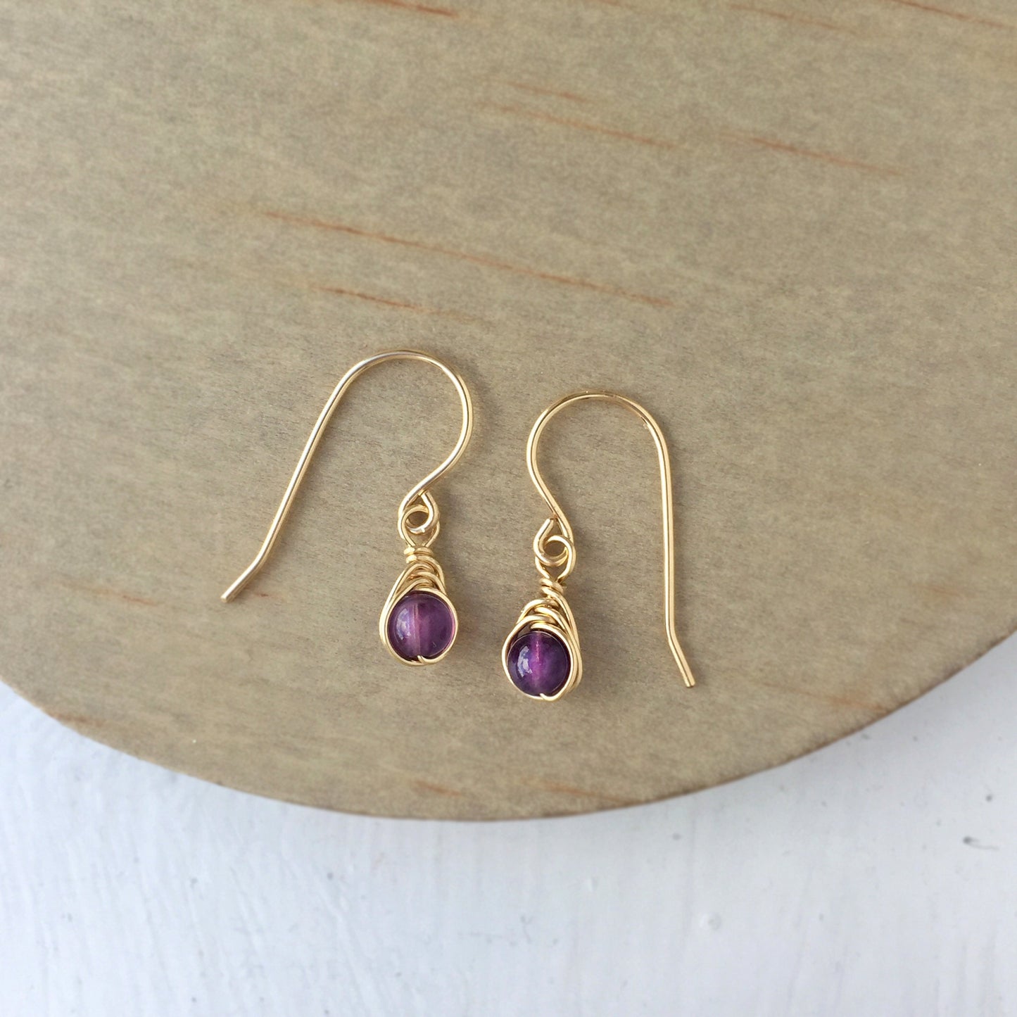 Tiny Amethyst Dangle Earrings