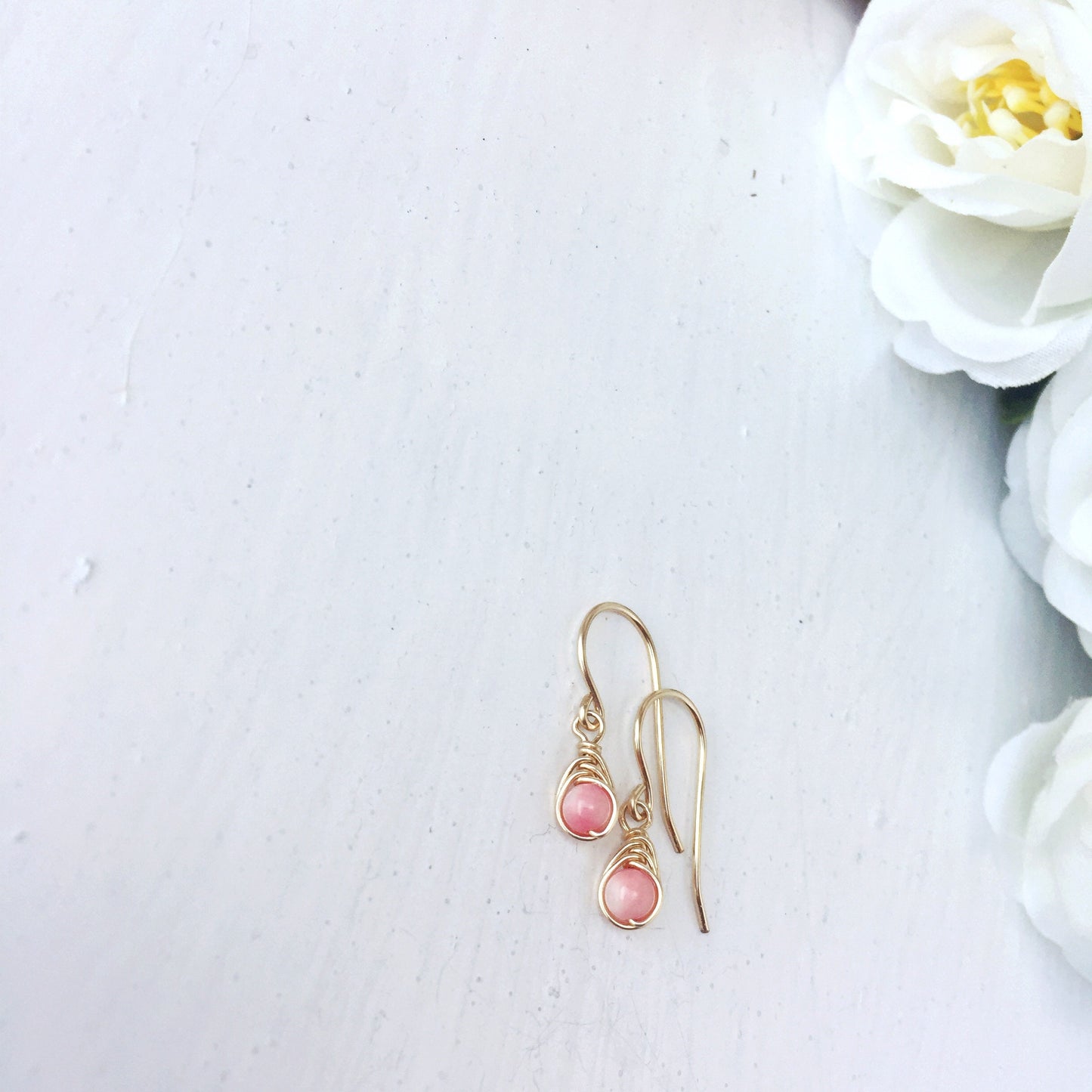 Tiny Pink Coral Earrings