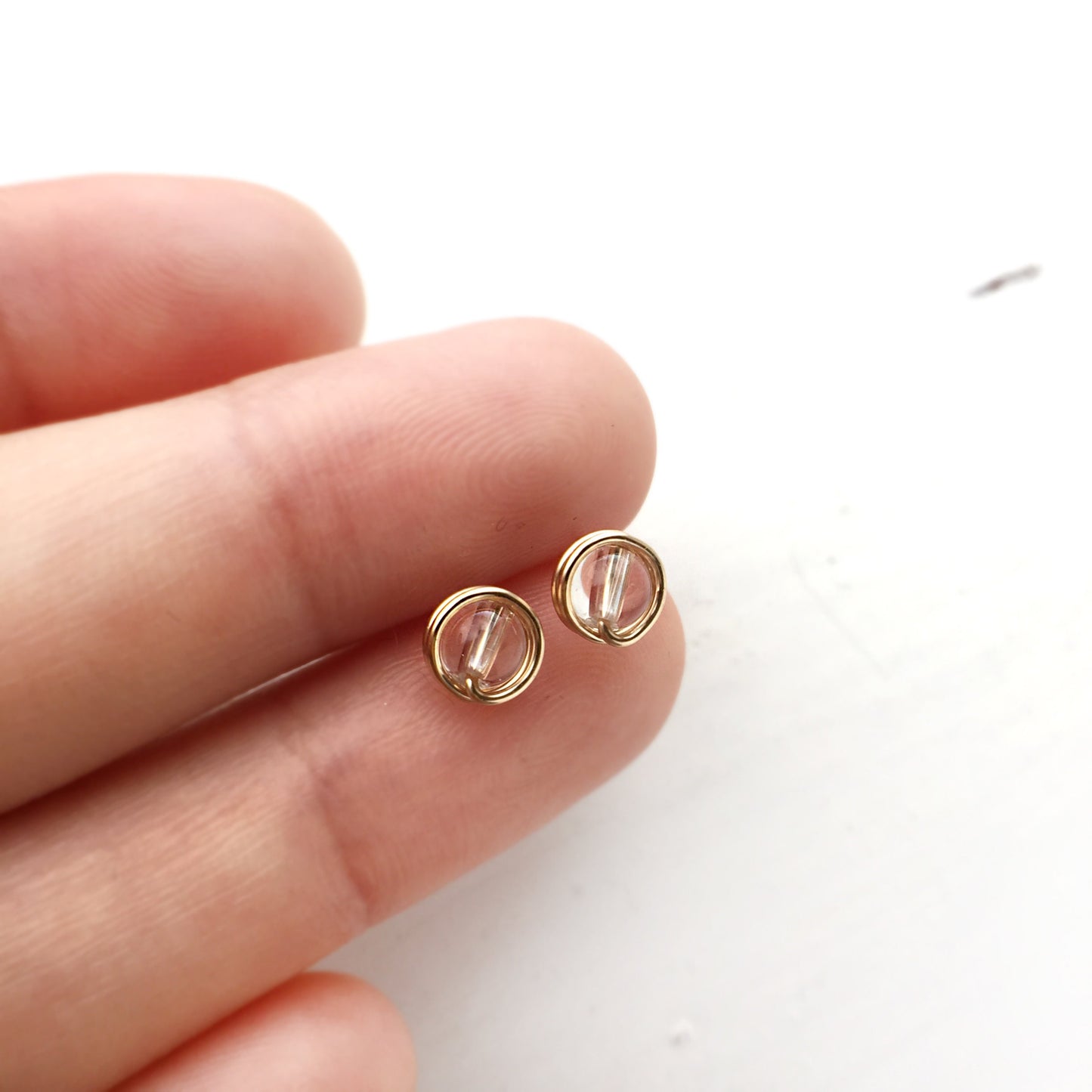 Clear Quartz Crystal Stud Earrings