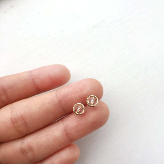 Clear Quartz Crystal Stud Earrings