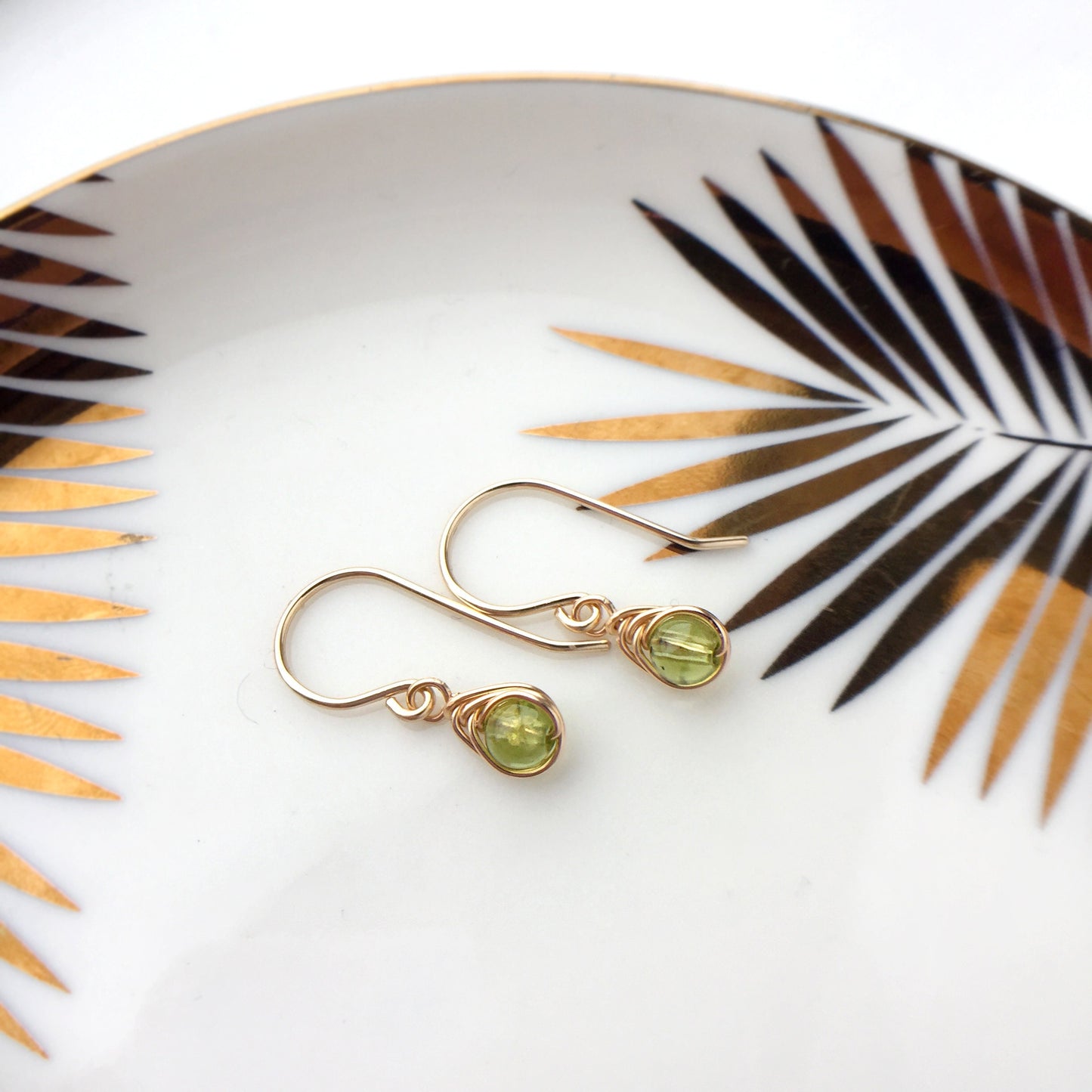 Tiny Peridot Dangle Earrings, August Birthstone