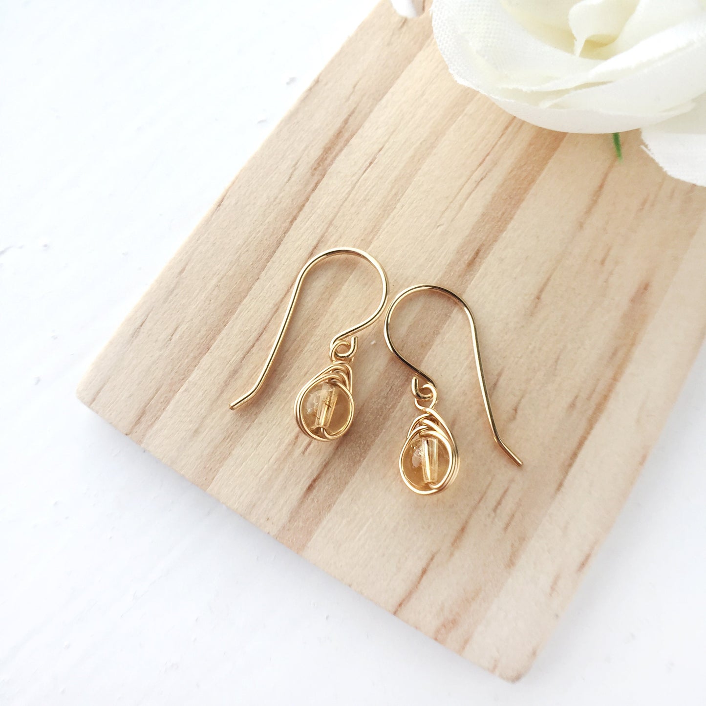 Citrine Dangle Earrings, November Birthstone