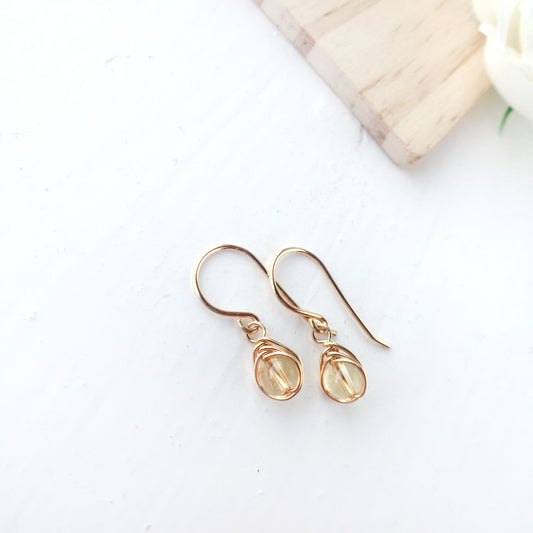 Citrine Dangle Earrings, November Birthstone