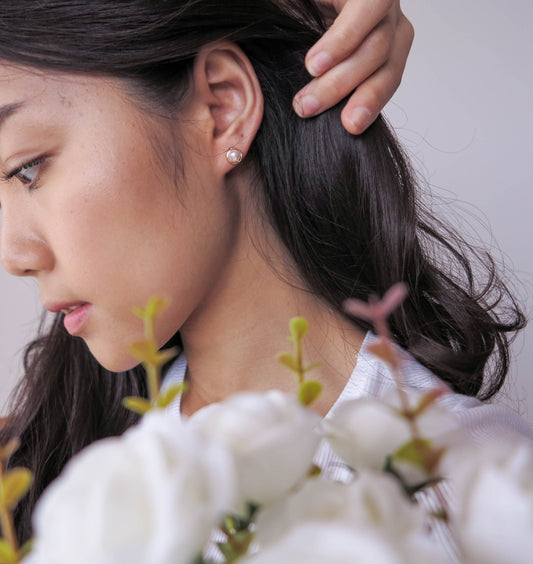 Pink Freshwater Pearl Stud Earrings 7mm