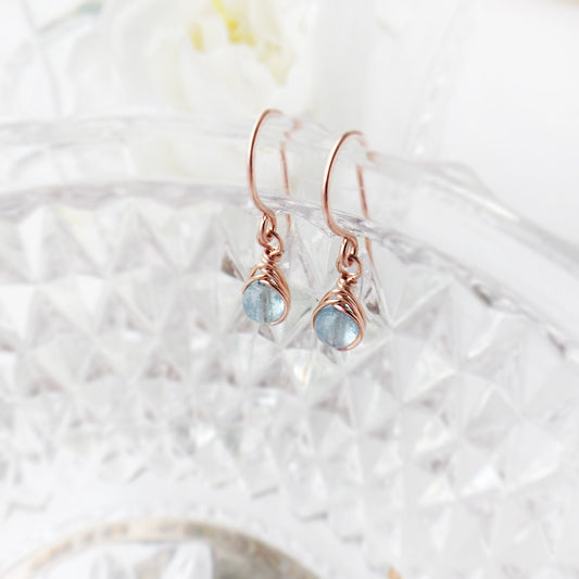 Tiny Aquamarine Dangle Earrings
