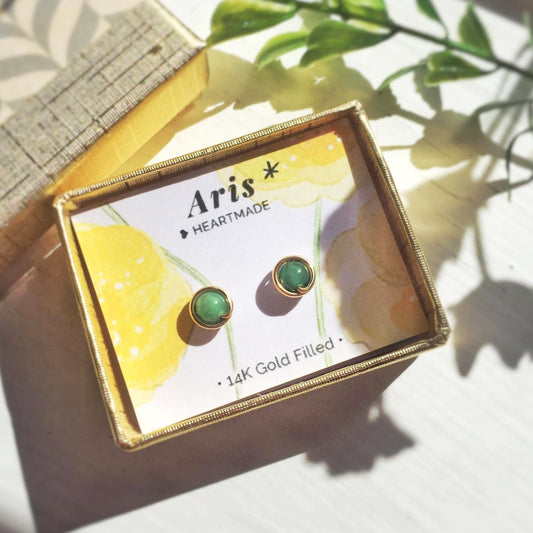 Tiny Emerald Stud Earrings in 14K Gold Filled