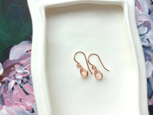 Tiny Rose Quartz Earrings