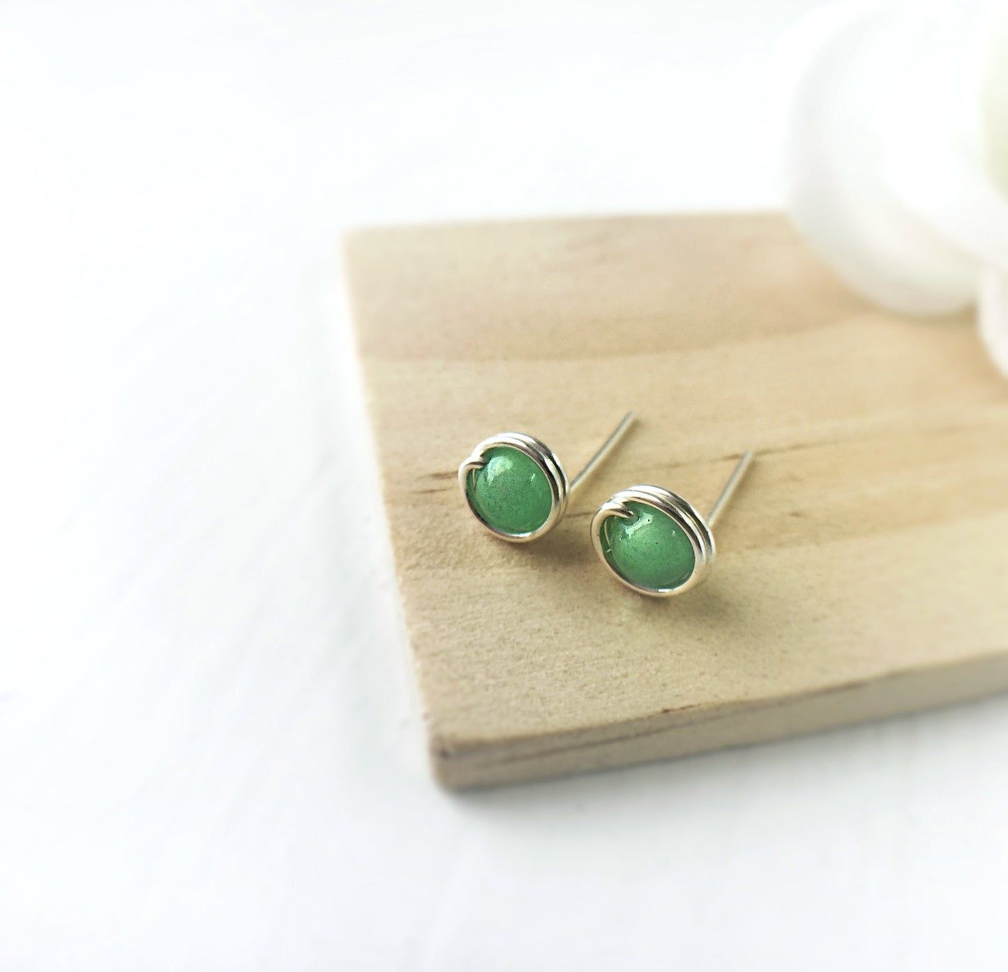 Tiny Jade Stud Earrings