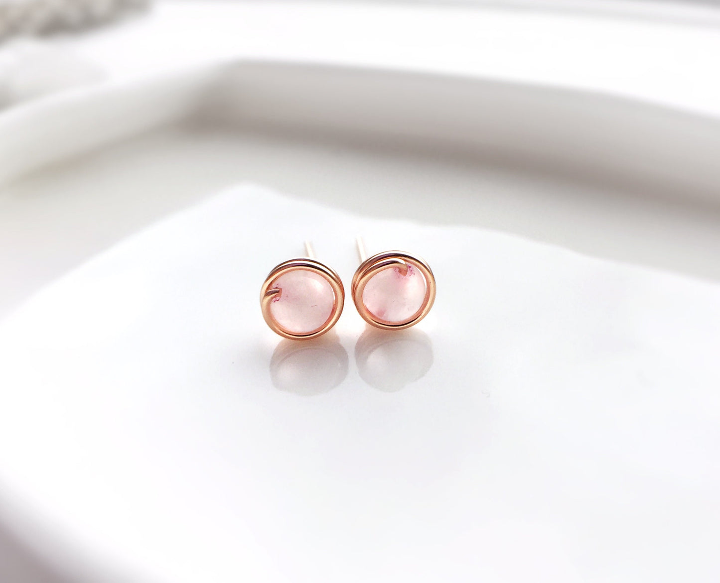 Rose Quartz Stud Earrings