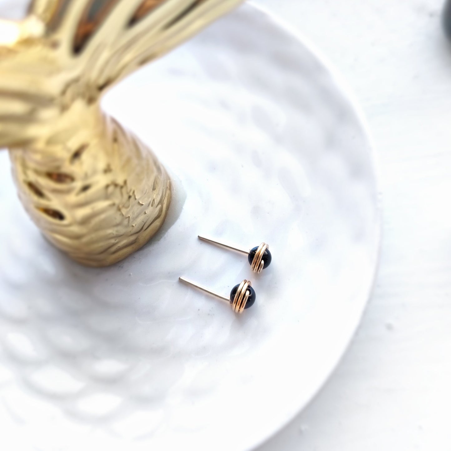 Black Tourmaline Stud Earrings