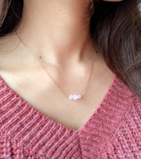 Minimalist Rose Quartz Bar Necklace