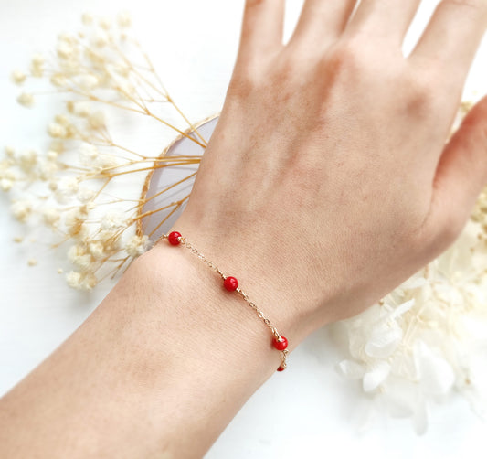 Red Coral Satellite Bracelet