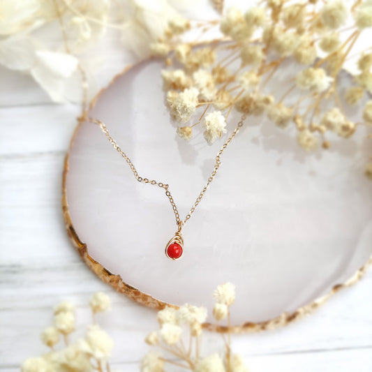Dainty Red Coral Necklace