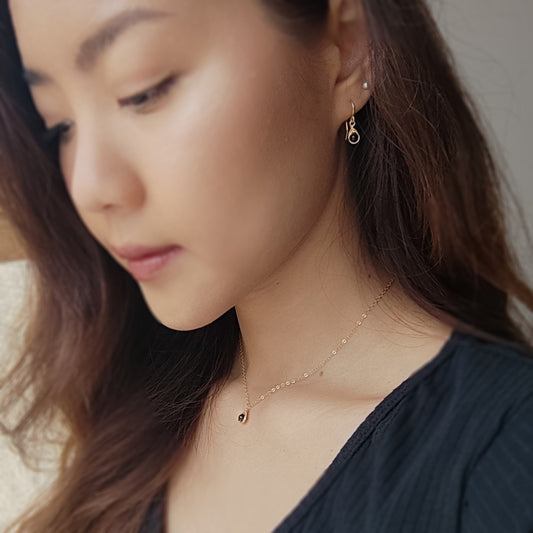 Tiny Black Tourmaline Dangle Earrings