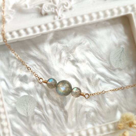 Minimalist Labradorite Bar Necklace