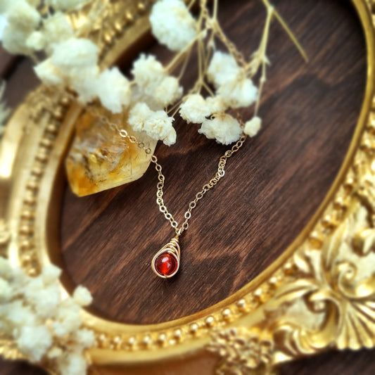 Dainty Red Carnelian Necklace