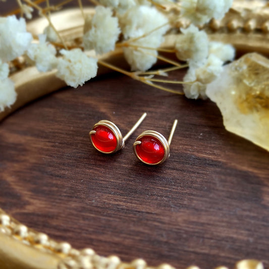 Red Carnelian Stud Earrings